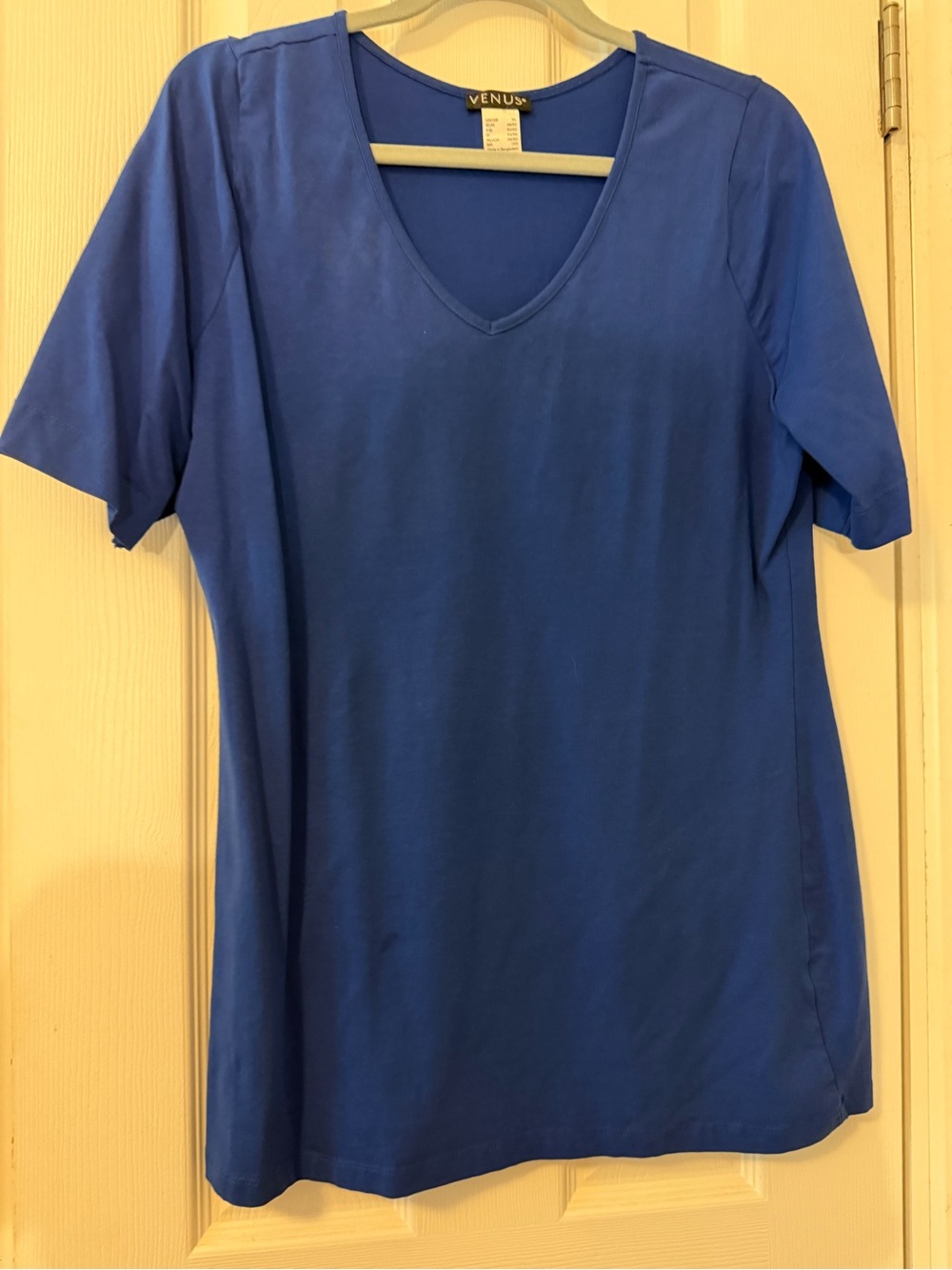 VENUS Royal Blue V-Neck Short Sleeve Top